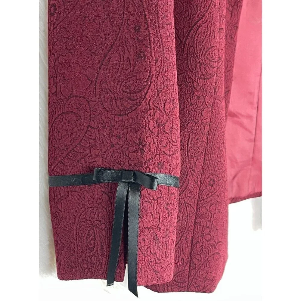 Jessica Howard 12 2 Piece Jacket & Top Maroon Paisley Textured Mother of Bride